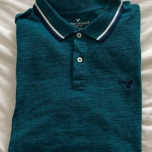 American Eagle Outfitters Men's Dark Teal Polo
